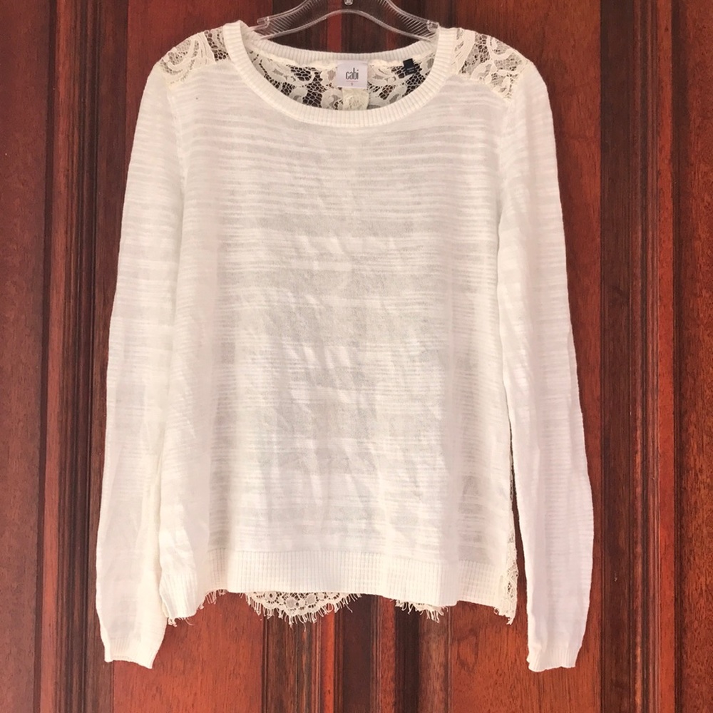 CAbi Lace Back Sweater
